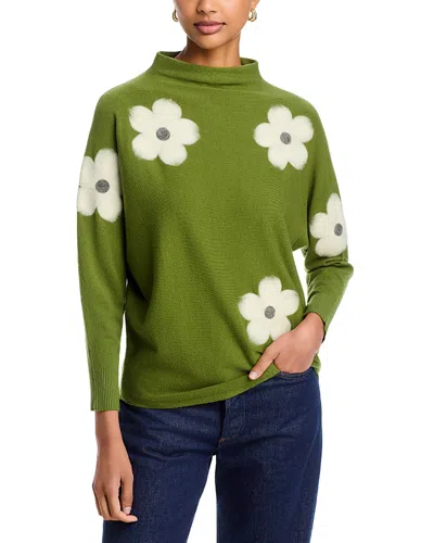 Sioni Embroidered Funnel Neck Sweater In Green