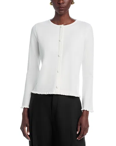 Sioni Faux Button Front Long Sleeve Sweater In White