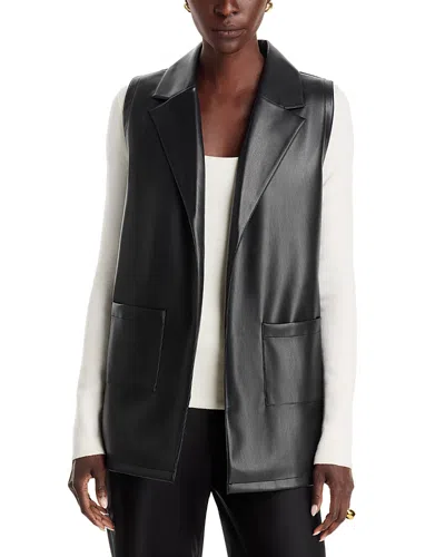 Sioni Faux Leather Front Sweater Vest In Gray