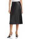 Sioni Faux Leather Piped Skirt In Black