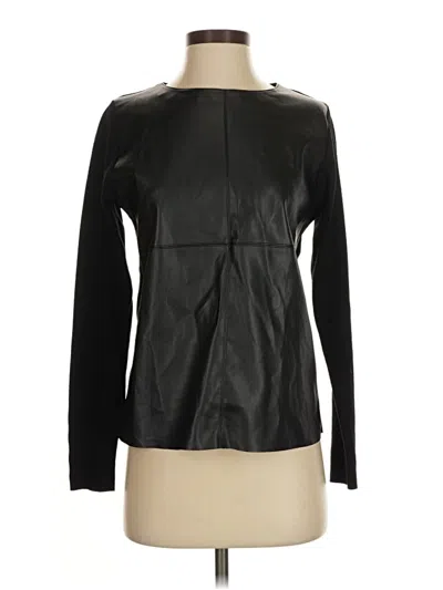 Pre-owned Sioni Faux Leather Top Black Keyhole Neckline Tops