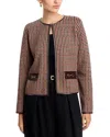 Sioni Faux Leather Trim Cardigan In Brown