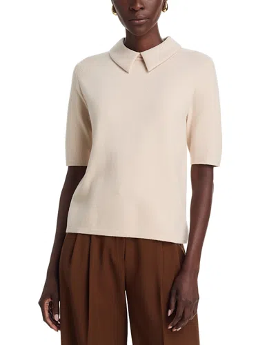 Sioni Faux Suede Collar Top In Neutral