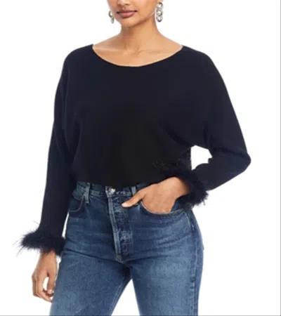 Sioni Feather Trim Cuff Sweater In Blue