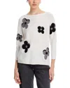 Sioni Floral Dolman Sleeve Sweater In Eggshell/ Grey