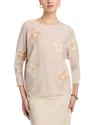Sioni Floral Dolman Sleeve Sweater In Winter White