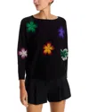 Sioni Floral Embroidered Dolman Sleeve Sweater In Black