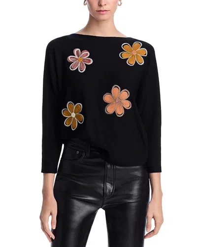 Sioni Floral Embroidered Sweater In Black