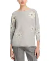 Sioni Floral Embroidered Sweater In Heather Dove/ Eggshell