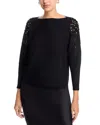 Sioni Illusion Lace Dolman Sleeve Sweater In Black