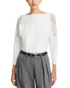 Sioni Illusion Lace Dolman Sleeve Sweater In White