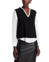 Sioni Layered Look Sweater In Black/ Eggshell