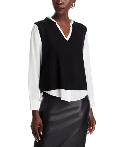 Sioni Layered Look Sweater In Black/ Eggshell