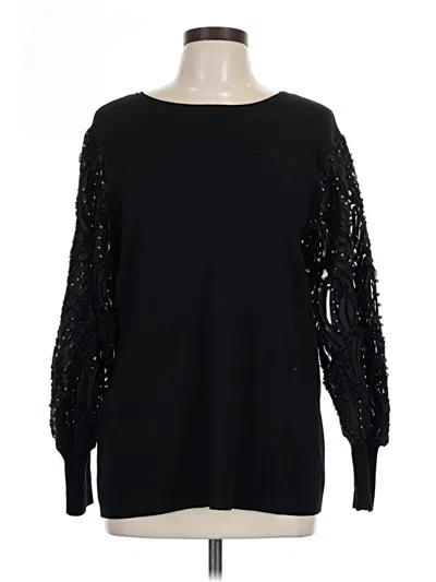 Pre-owned Sioni Long Sleeve Top Black Boatneck Tops