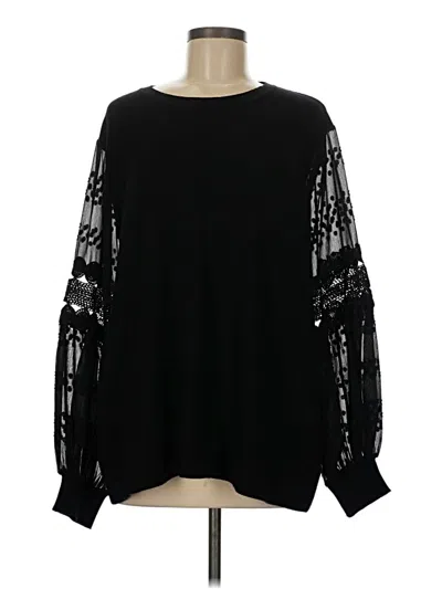 Pre-owned Sioni Long Sleeve Top Black Crew Neck Tops