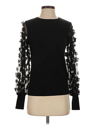 Pre-owned Sioni Long Sleeve Top Black Mock Neckline Tops