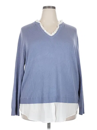 Pre-owned Sioni Long Sleeve Top Blue V-neck Tops