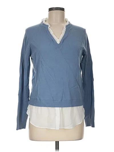 Pre-owned Sioni Long Sleeve Top Blue V-neck Tops