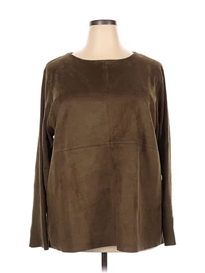 Pre-owned Sioni Long Sleeve Top Brown Boatneck Tops