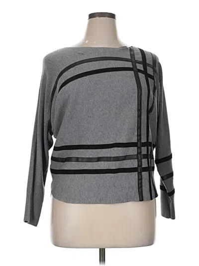 Pre-owned Sioni Long Sleeve Top Gray Square Neckline Tops