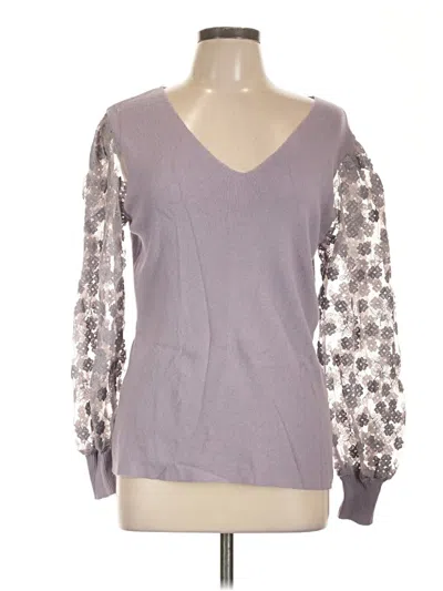 Pre-owned Sioni Long Sleeve Top Gray V Neck Tops
