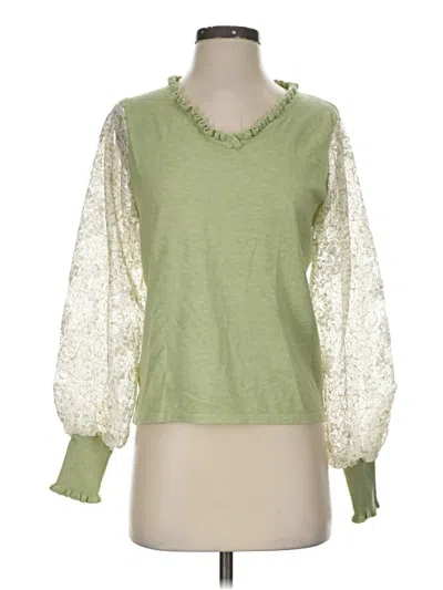 Sioni Long Sleeve Top Green Sweetheart Neckline Tops