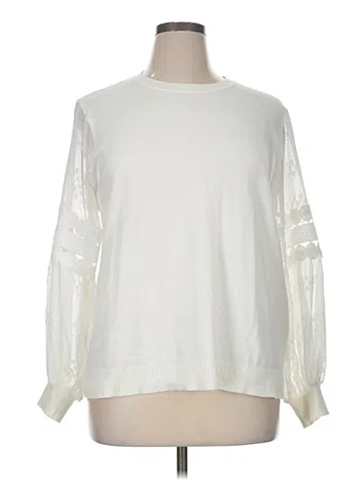 Pre-owned Sioni Long Sleeve Top Ivory Crew Neck Tops
