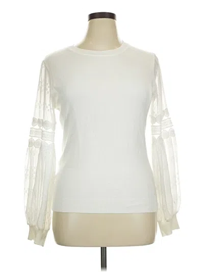 Pre-owned Sioni Long Sleeve Top Ivory Crew Neck Tops