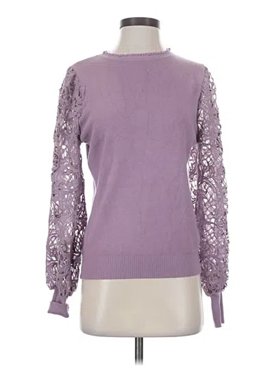 Pre-owned Sioni Long Sleeve Top Purple Mock Neckline Tops