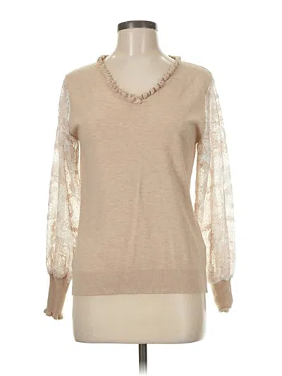 Pre-owned Sioni Long Sleeve Top Tan Crew Neck Tops