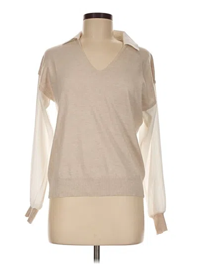 Pre-owned Sioni Long Sleeve Top Tan Crew Neck Tops