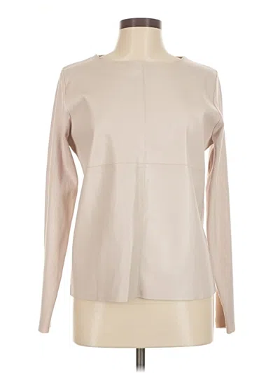 Pre-owned Sioni Long Sleeve Top Tan Mock Neckline Tops In Brown