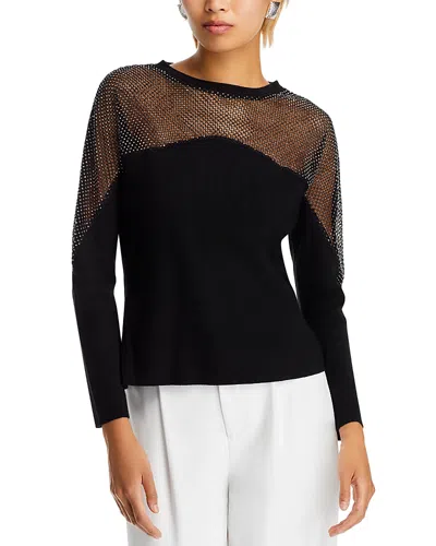 Sioni Mesh Yoke Dolman Sleeve Sweater In Black
