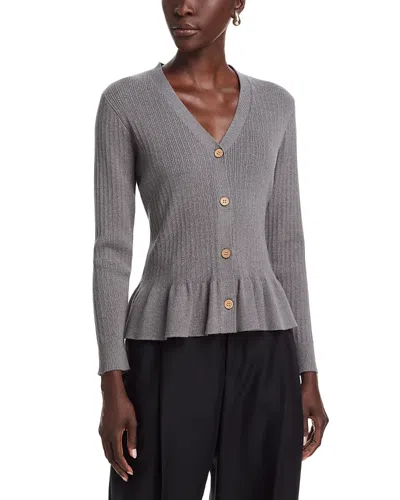 Sioni Peplum Hem Cardigan In Gray