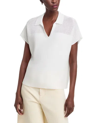 Sioni Pointelle Yoke Collared Sweater In White