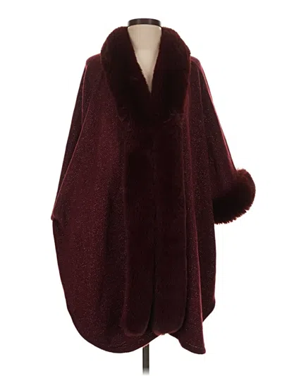Pre-owned Sioni Poncho In Burgundy