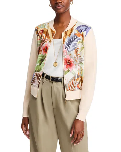 Sioni Printed Long Sleeve Zip Front Jacket In Winter White