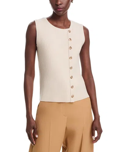 Sioni Ribbed Button Front Sweater In White