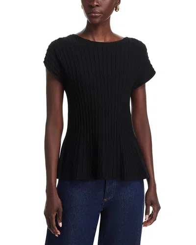 Sioni Ribbed Cap Sleeve Peplum Sweater In Black