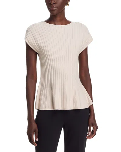 Sioni Ribbed Cap Sleeve Peplum Sweater In Gray