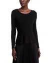Sioni Ribbed Peplum Sweater In Black