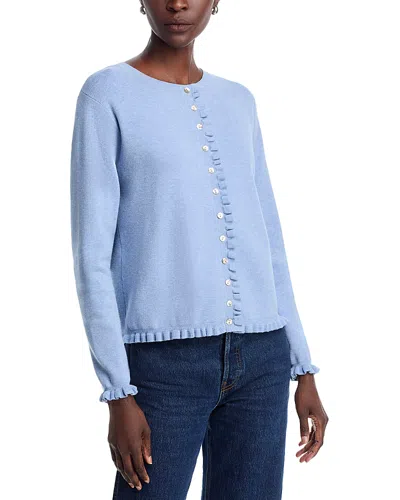 Sioni Ruffle Trim Cardigan In Blue