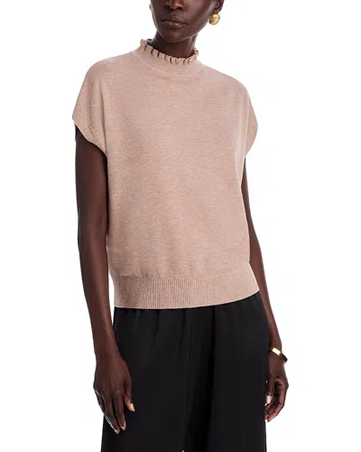 Sioni Ruffled Mock Neck Sweater In Heather Chai