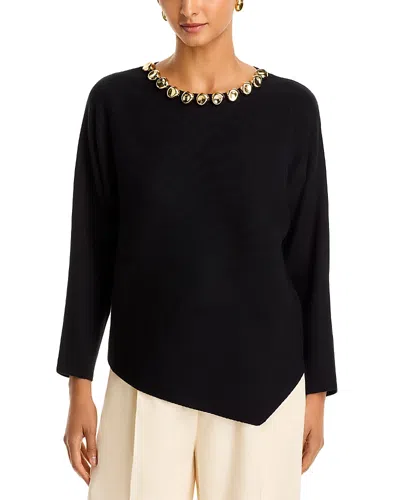 Sioni Shine Embellished Crewneck Sweater In Black