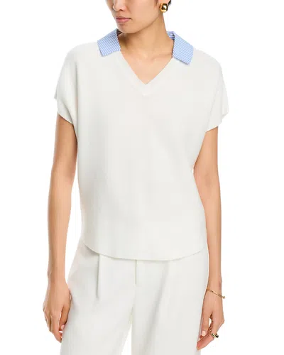 Sioni Short Sleeve Polo Collar Sweater In White