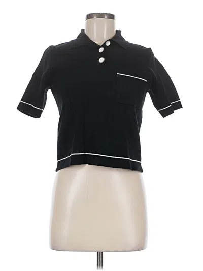 Pre-owned Sioni Short Sleeve Top Black Collared Neckline Tops