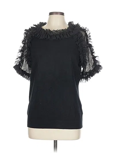 Pre-owned Sioni Short Sleeve Top Black Ruffles Neckline Tops