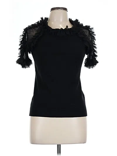 Pre-owned Sioni Short Sleeve Top Black Ruffles Neckline Tops