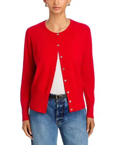 Sioni Vintage Slim Crewneck Cardigan In Red