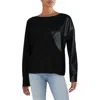 Shop Sioni Womens Faux Leather Trim Viscose Pullover Sweater